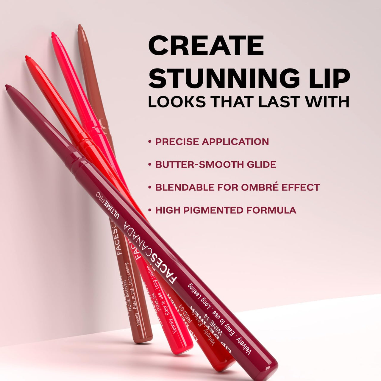 FACES CANADA Ultime Pro Lip Definer - Wine 14, 0.35g | Rich & Creamy Texture | Matte Finish | Fuller & Brighter Lips | Easily Blendable | Highly Pigmented | Waterproof & Smudgeproof