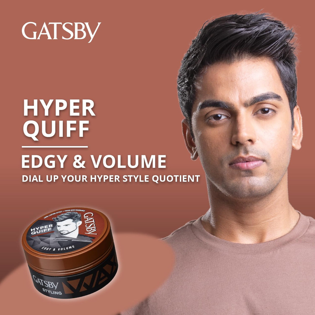 Gatsby Japan Hair Styling Wax - Edgy & Volume, For Hyper Quiff Style, Non Sticky, Volumizing Finish, Anytime Re-Stylable, Easy Wash Off, 75gm
