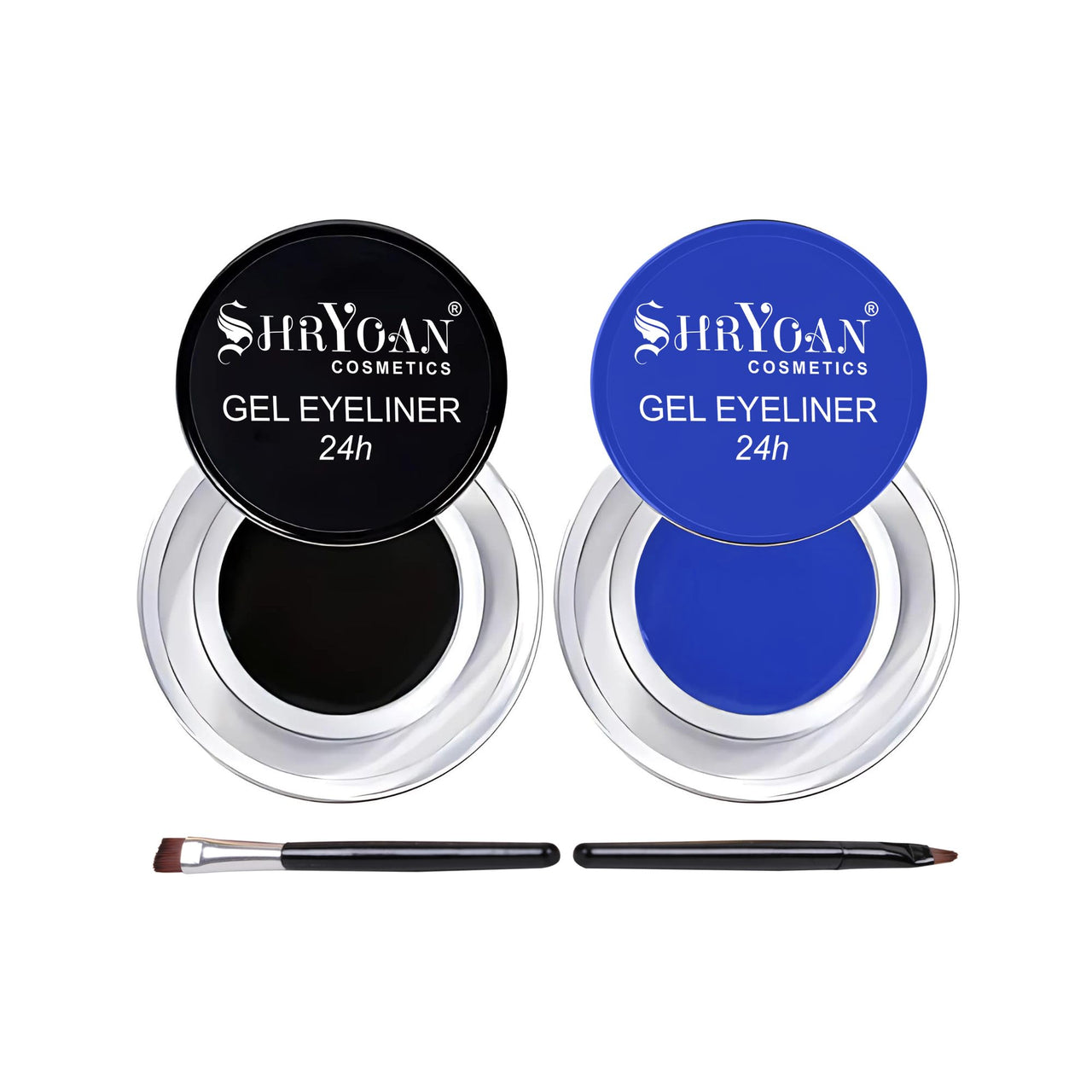 Shryoan 24-Hour Gel Eyeliner Duo - Black and Blue| Long-Lasting, Smudge-Proof | Gel Formula for Dramatic Eye Looks | Glossy Finish, Intense Colour |Travel Size - 4gm (Each)
