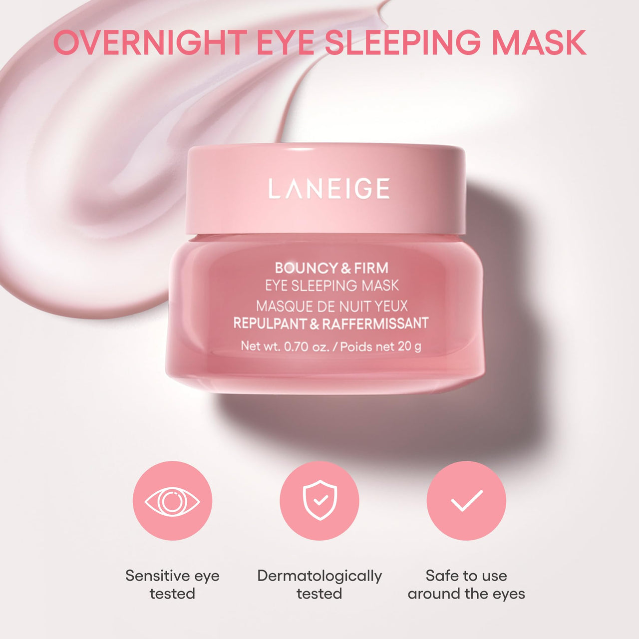 LANEIGE Bouncy & Firm Eye Cream | Hydrating Eye Treatment with Peony + Collagen Complex | Lightweight Formula for Brighter, Youthful Eyes | Korean Skincare- 20Grams