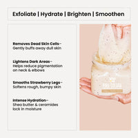 WildOak Pina Colada Shea Butter Sugar Scrub | 300gm | With Collagen & Peptides | Tan Removal | Lightens Dark Area Like Neck & Elbows | Smoothen Bumpy Legs & Hands | Ultra Hydrating & Exfoliating Scrub