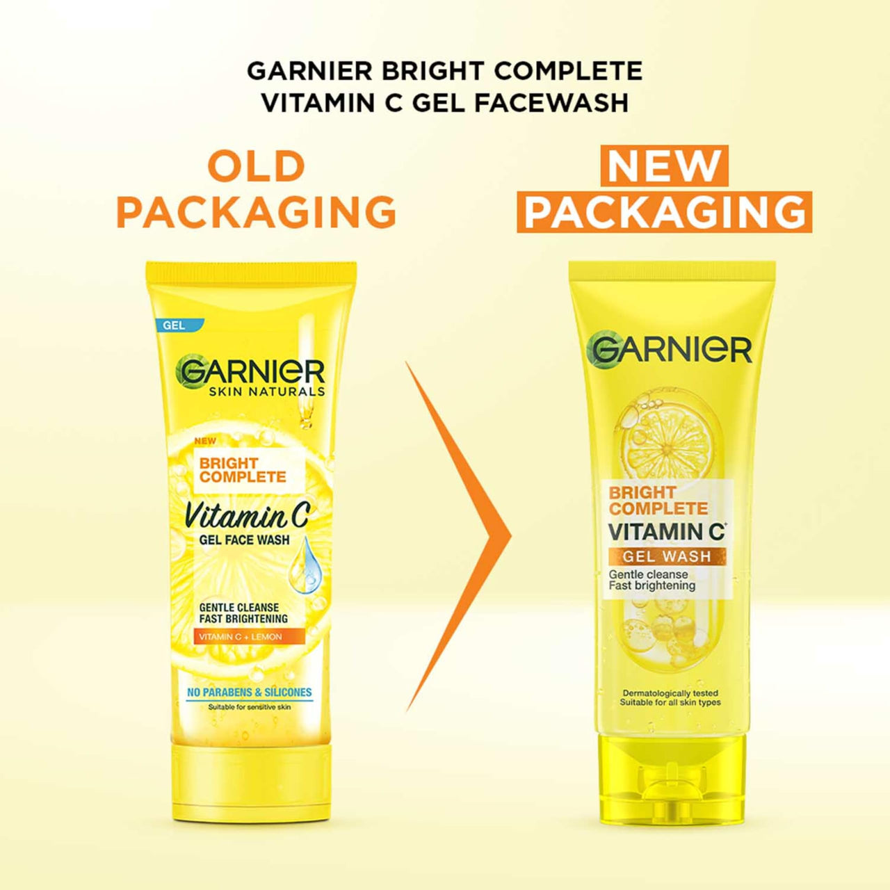 Garnier Skin Naturals Bright Complete Vitamin C Face Wash Gel | Gentle Cleanser - Vitamin C Face Wash For Brighter and Glowing Skin | Reduces Dullness | Daily Cleanser, For all Skin Types, 100g