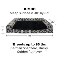 Furhaven Replacement Dog Bed Cover Plush & Southwest Kilim Décor Sofa-Style, Machine Washable - Black Medallion, Jumbo (X-Large) Cover Only 40.0