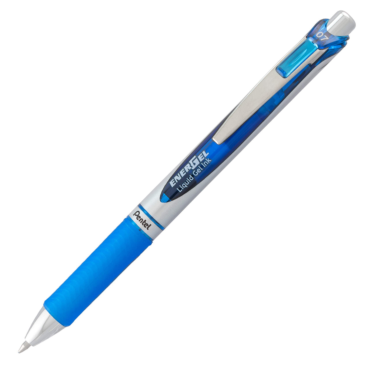 Pentel® EnerGel™ RTX Retractable Liquid Gel Pens, Medium Point, 0.7 mm, 54% Recycled, Blue Barrel, Blue Ink, Pack Of 12 Pens