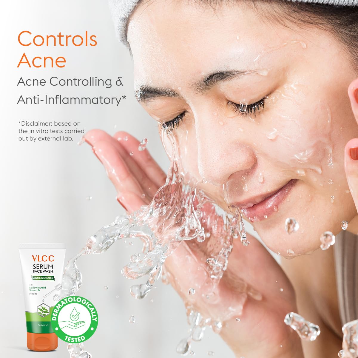 VLCC Serum Facewash - 100ml | with Salicylic Acid Serum to Unclog Pores & Neem to Prevent Acne | Dermatologically Tested | Kills 99% germs that cause acne
