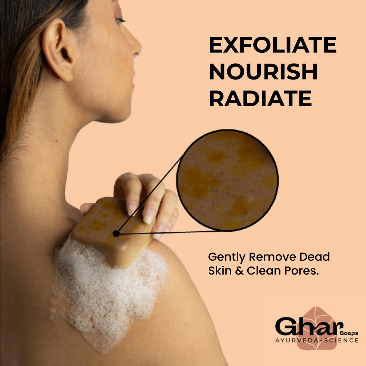 Ghar Soaps Sandalwood & Saffron Magic Soaps For Bath (100 Gms Pack Of 1) | Paraben Free | Chandan & Kesar Bath Soap | Handmade Soaps For Glowing | Skin Brightening Soap For Men & Women