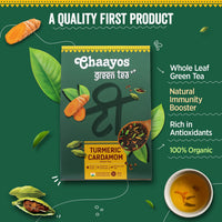 Chaayos Turmeric Cardamom Green Tea | Turmeric Cardamom Tea | Whole Leaf Loose Tea | Immunity Boosting - 100g [50 Cups] | Antioxidant Green Tea | Green Tea