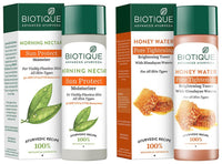 Biotique Bio Morning Nectar Sunscreen Ultra Soothing Face Lotion, SPF 30+, 120ml & Bio Honey Water Clarifying Toner, 120ml