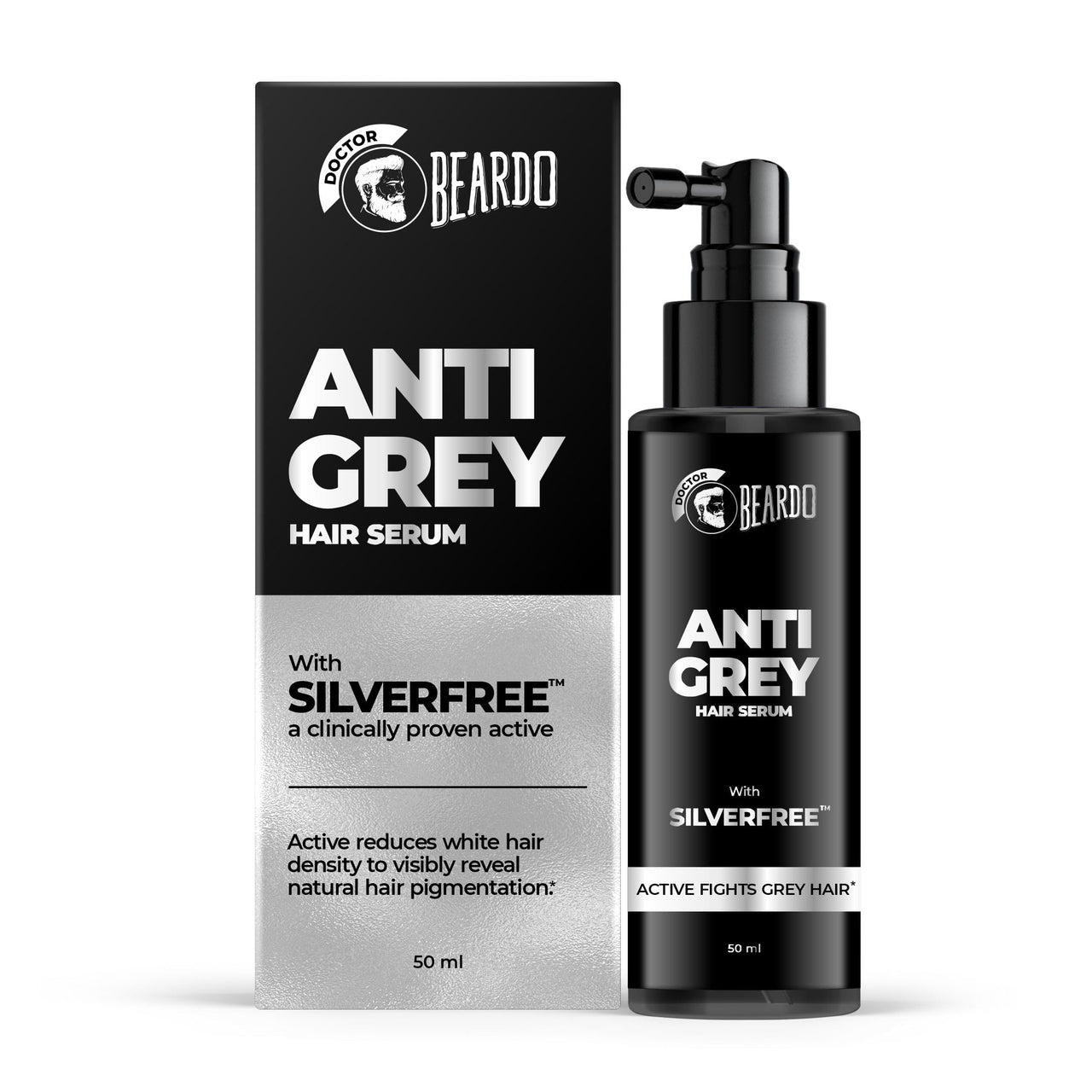 Beardo Grey Control Serum for Men, 50 ml | Also contains Amla + Methi + Rosemary + Brahmi + Bhringraj extracts for Hair Shine | Lightweight and Non-Sticky