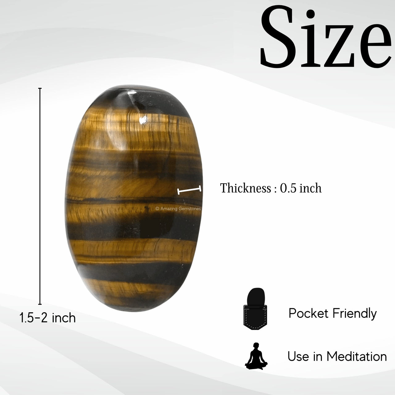 Tiger Eye Palm Stone - Hot Massage Worry Stone for Natural Body Chakra Balancing, Reiki Healing and Crystal Grid Tiger Eye