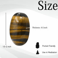 Tiger Eye Palm Stone - Hot Massage Worry Stone for Natural Body Chakra Balancing, Reiki Healing and Crystal Grid Tiger Eye
