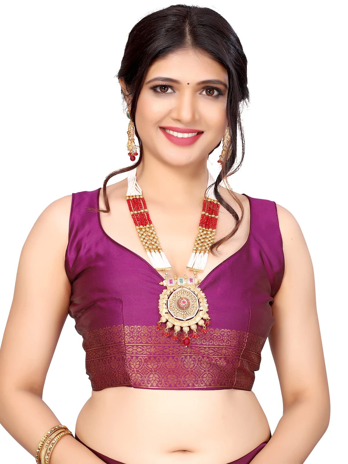 Satrani Women's Jacquard Poly Silk Saree With Unstitched Blouse Piece