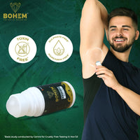 BOHEM Deodorant Underarm Roll-On with AHA & BHA-50ml | Anti perspirant Roll On With Lactic Acid & Salicylic Acid | Long lasting freshness, exfoliate & brightens underarm | Dermatologically tested | No SLS