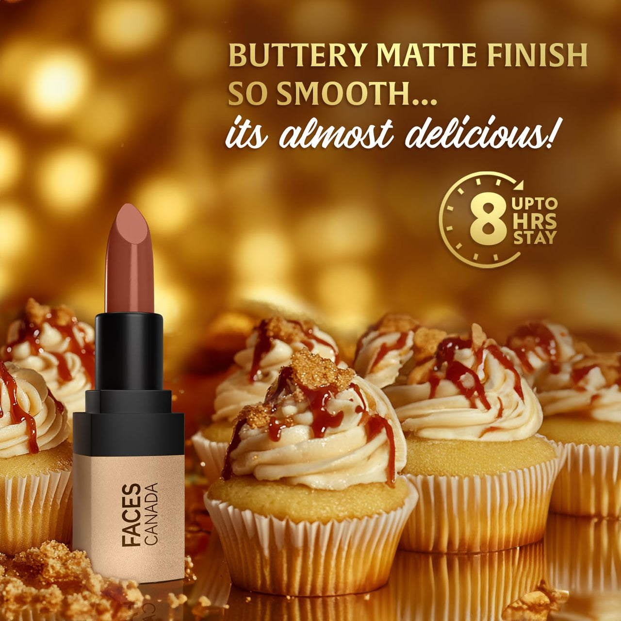 FACES CANADA Comfy Matte Velvet Touch Lipstick - Toffee Drizzle 08, 4.2g | Velvety Matte Finish | 8HR Longstay | Intense Colour | Hydrating Lips | Smooth Application