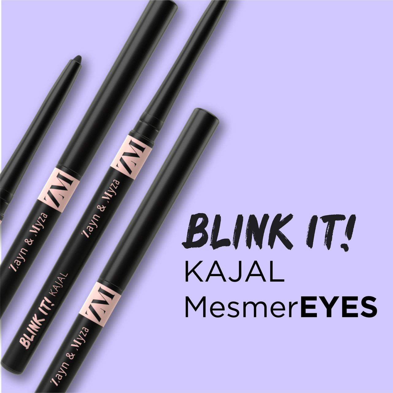 Zm Zayn & Myza Blink It Kajal -24 Hour, Smudge Proof, Waterproof, Jet Black, 0.7 g (Pack Of 2) Matte Finish