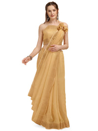 DUNGRANI Women's  Linen Saree With Blouse Piece