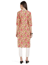 Vbuyz Women's  Floral Print & Gota Patti Straight Cotton Kurti M
