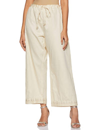 BIBA Womens Round Neck Slub Palazzo Suit