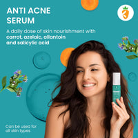 Karrot Natural Skincare Salicylic Acid Face Serum for Oily, Acne Prone Skin, 02% Concentration, Reduces Breakouts & Bumpy Texture, Has Green Tea & Neem, For Men and Women, All Skin Types, 30ml