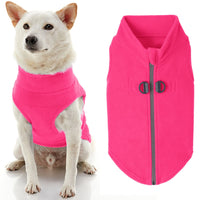 Gooby Zip Up Fleece Dog Sweater - Pink, Small - Warm Pullover Fleece Step-in Dog Jacket with Dual D Ring Leash - Winter Small Dog Sweater - Dog Clothes for Small Dogs Boy and Medium Dogs Small chest (~13.5