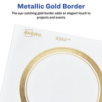 Avery Matte White Labels with Metallic Gold Borders, 3