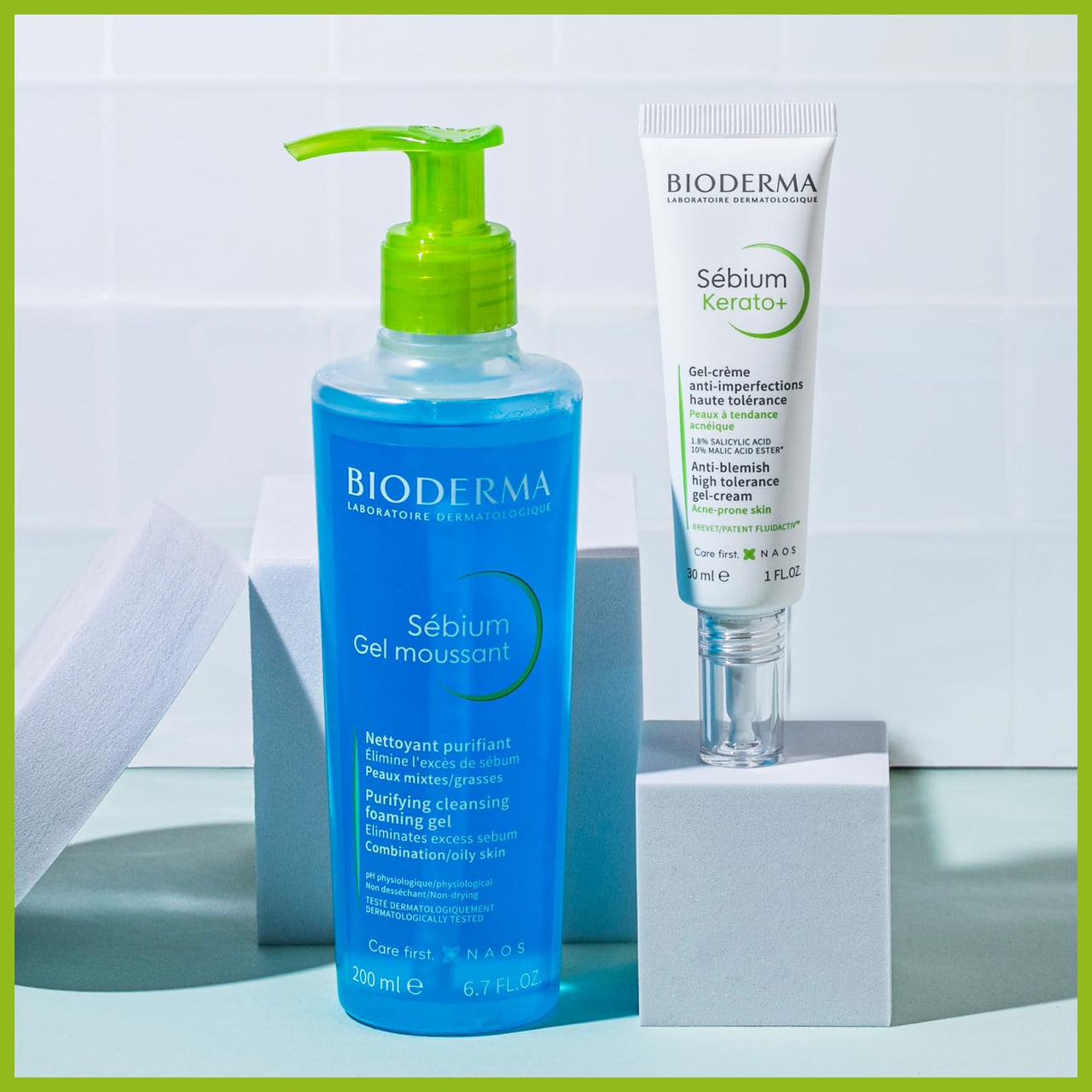 Bioderma Sebium Gel Moussant Actif Intense Purifying Cleansing Foaming Gel with Salicylic & Glycolic acid |Oily and Acne-Prone Skin, 200ml