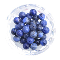 80Pcs Natural Crystal Beads Stone Gemstone Round Loose Energy Healing Beads with Free Crystal Stretch Cord for Jewelry Making (Blue Sodalite, 10mm) Blue Sodalite