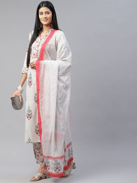 Vaamsi Women's  Pure Cotton Printed Kurta Pant Dupatta Set