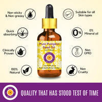 Deve Herbes Pure Pumpkin Seed Oil (Cucurbita pepo) with Glass Dropper | Cold Pressed | Natural | Undiluted | For Diluting Essential Oils | For Hair, Skin & Massage | Men & Women | 50ml