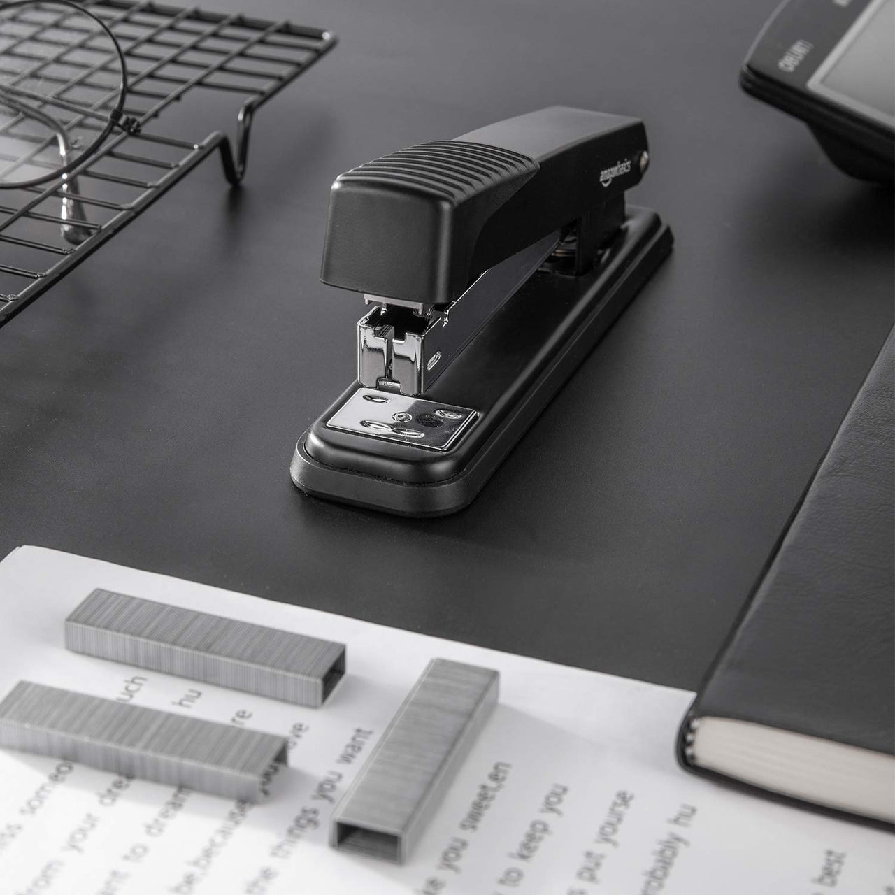 Basics Full-strip Metal Office Desktop Stapler, 20 Sheet Capacity, 3 Pack, Black 1-Pack