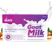 VCare Goat Milk White Soap, 125 gm, (Pack of 2), Enriched with Argan Oil & Vitamin C-Best soap for skin Hydration & Nourishment