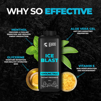 Beardo Ice Blast Talc Powder for men, 100g | INSTANT ICY COOLING Talcum Powder Men | Combat heat with Menthol | Goodness of Aloe vera & Vitamin E for Instant Freshness