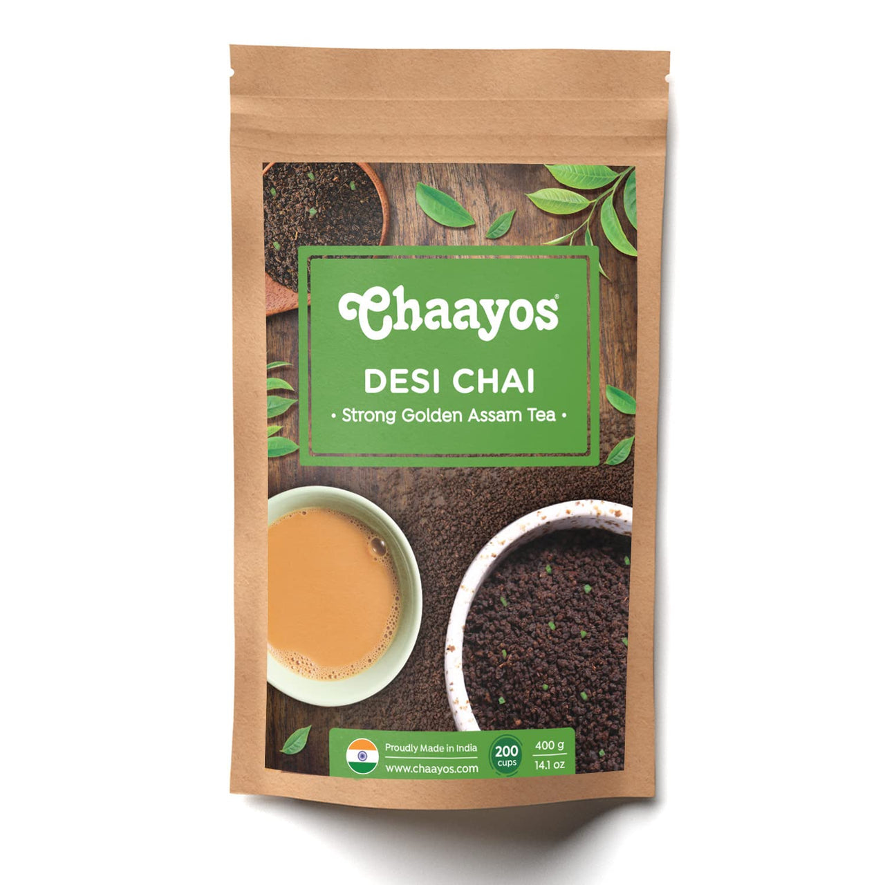 Chaayos Tea Gold|Strong Golden Assam, Granule Tea|Desi Chai|Premium Chai Patti|Crop Of 2024 (400 Gram)
