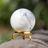 Howlite | Crystal Sphere Ball | Gemstone Ball with Stand | Natural Gemstone for Healing Crystals | Crystal Balls for Witchcraft | Chakra Balancing | Spiritual Gift Home Decor | Size :- 40-50 mm Howlite Crystal Ball