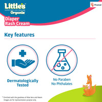 Little's Organix Diaper Rash Cream (50 g - Tube with Monocarton), with Organic Ingredients (Aloe Vera and Neem extract),White