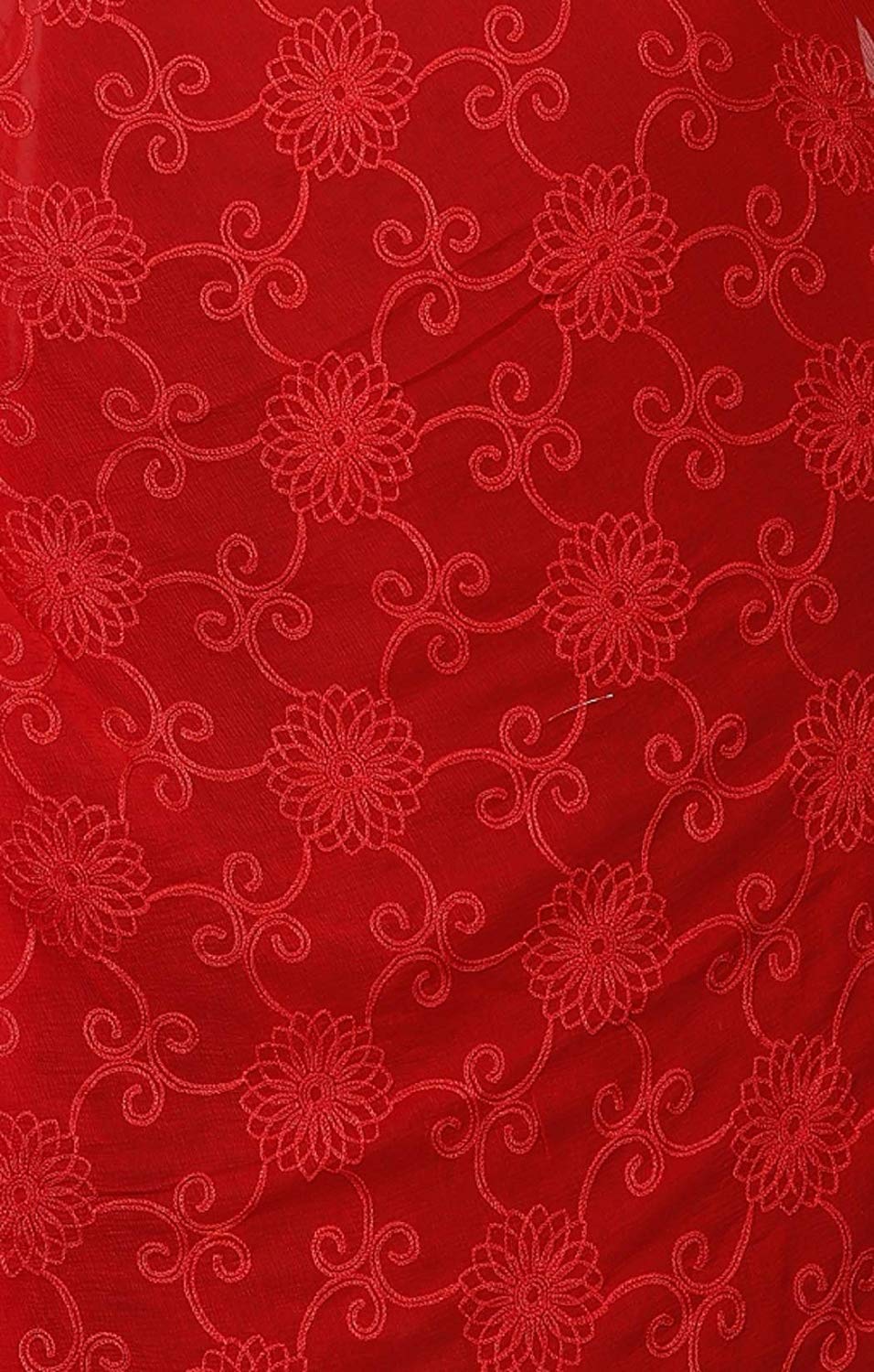 AKSHAR LLC Women's  Designer Pure Chiffon Dupatta with Pure Cotton Thread Embroidery Work