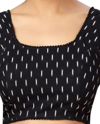 X3 Women's  Black Ikat Cotton Sleeveless Saree Blouse