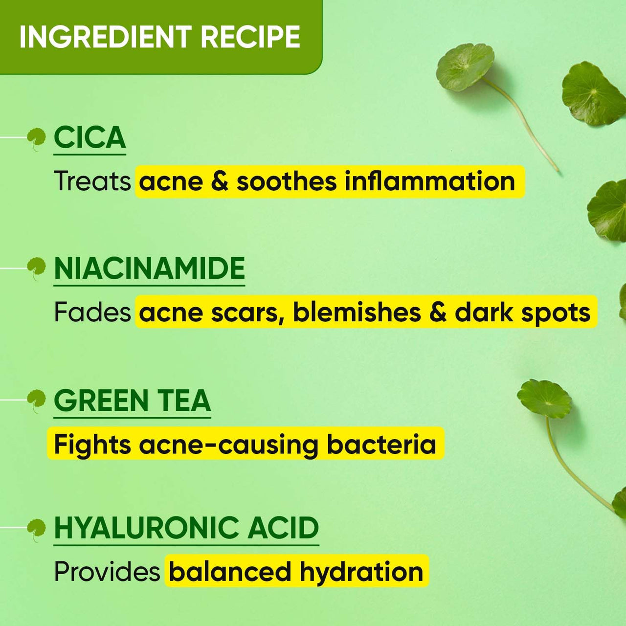 Dot & Key CICA Calming Skin Renewing Night Gel | For Oily, Acne Prone And Sensitive Skin | Night Cream with Niacinamide, Green Tea & Hyaluronic | Fades Blemishes & Dark Spots | 60ml