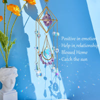 Amethyst Crystal Suncatcher - Hanging Gold Plated Garden Sun Catcher for Windows, Healing Amethyst Crystal Decor for Home, Gift for Christmas Birthday Valentine Mothers Day