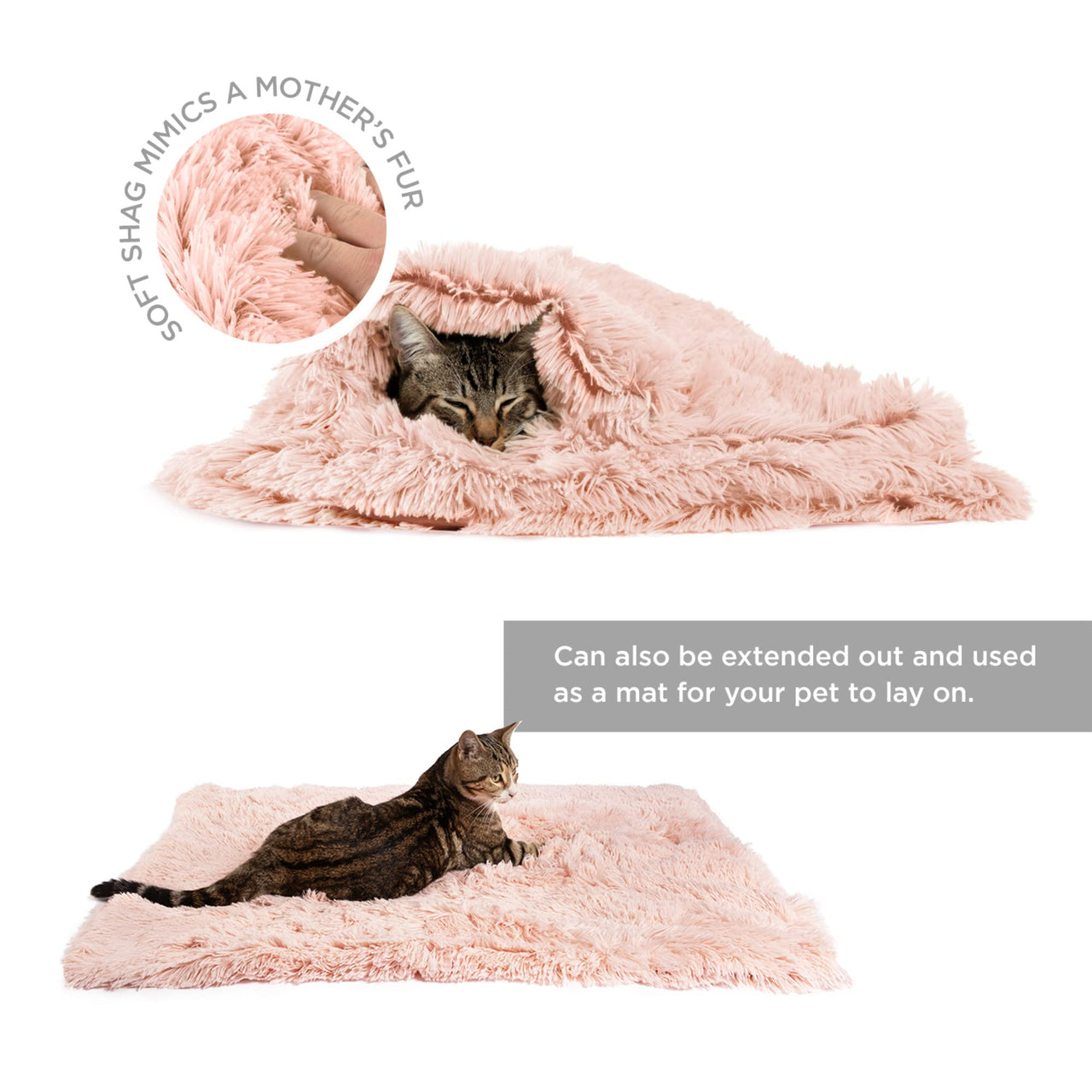 Best Friends by Sheri Calming Shag Fur Pet Throw Blanket, Cotton Candy Pink, 30"x40" 30" x 40"