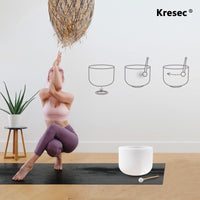 Kresec 9 Inch Crystal Singing Bowl F Note (±40 cents) Heart Chakra with O-ring and Mallet for Meditation, Yoga, Spiritual and Body Healing and Energy Cleansing