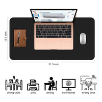 Desk Pad,Large Mouse Pad, Non-Slip PU Leathers Writing Pad,Desktop Protection Pad,Computer Desk Pad, Waterproof Table Mat, Desk Mat for Office and Home Writing (Black;31.5
