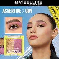Maybelline New York Color Rivals Pigmented Eyeshadow Palette, Long lasting, Sweatproof, Waterproof, Matte, Shimmer : Assertive x Coy, 3g
