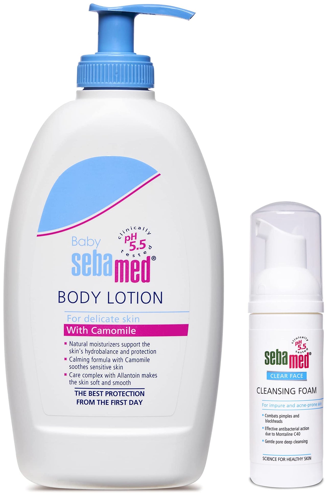 SebaMed Baby Body Lotion, For All Skin Types, 400 ml & Sebamed Clear Face Foam, 50ml