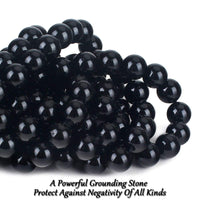 60PCS Natural 6MM Healing Gemstone, Black Tourmaline Energy Stone Round Loose Beads, Semi-Precious Crystal Beads with Free Elastic String for Jewelry Making DIY