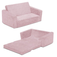 Serta Perfect Sleeper Extra Wide Convertible Sofa to Lounger - Comfy 2-in-1 Flip Open Couch/Sleeper for Kids, Pink