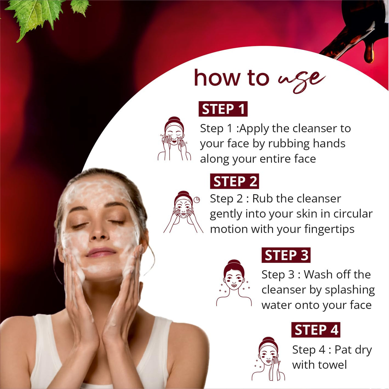 Globus Naturals Red Wine Hydrating Face Wash, Enriched With Rosemary & Honey, Wrinkle Control Formula, Natural, Gentle & Mild, Suitable For All Skin Types, 75 gm