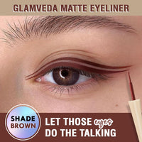 Glamveda Super Matte Liquid Eyeliner – Brown, Smudge-Proof, Waterproof, Quick Drying | 24-Hour Long Stay | Smooth Application | Bold, Clean, Smudge-Free Look