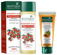 Biotique Bio Papaya Revitalizing Tan Removal Scrub, 50g And Biotique Bio Berberry Hydrating Cleanser For All Skin Types, 120Ml
