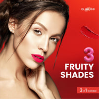 Elibliss Luscious 3 in 1 Tinted Lip Balm 5g Each | SPF 50 PA+++ | Beetroot Blush, Watermelon Crush, Cherry Blossom Glow | Enriched with Shea, Cocoa & Mango Butter | Smooth, Soft Naturally Tinted Lips